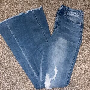 YMI Blue Distressed Flare Jeans